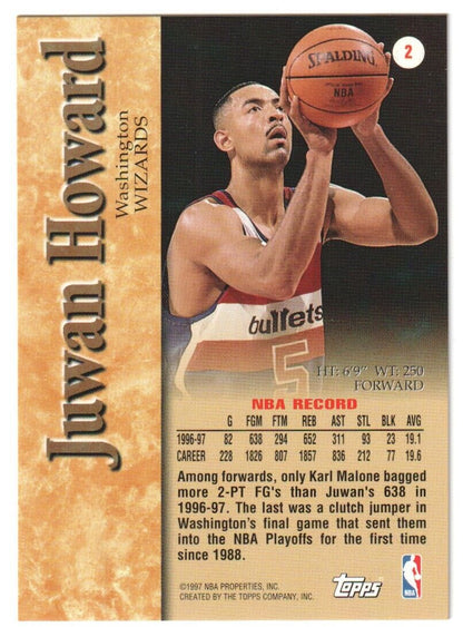 JUWAN HOWARD 1997 - 98 Topps Autograph Auto - WIZARDS - Columbia Hobby - Sports Card Boxes - Toploaders - Card Savers