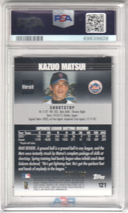 KAQUAO MATSUI 2004 Topps Pristine 121 PSA 10 GEM MINT - METS Pop 1 - Columbia Hobby - Sports Card Boxes - Toploaders - Card Savers