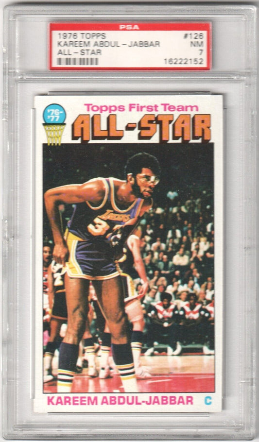 KAREEM ABDUL - JABBAR 1976 - 77 Topps #126 PSA 7 NM - LAKERS - Columbia Hobby - Sports Card Boxes - Toploaders - Card Savers