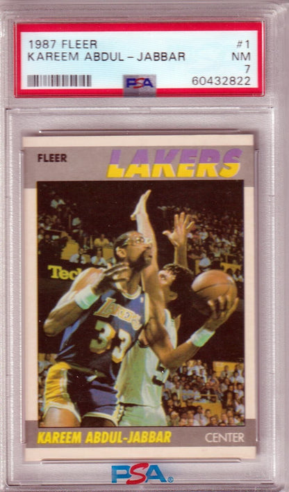 KAREEM ABDUL - JABBAR 1987 Fleer #1 PSA 7 NM - LAKERS - Columbia Hobby - Sports Card Boxes - Toploaders - Card Savers
