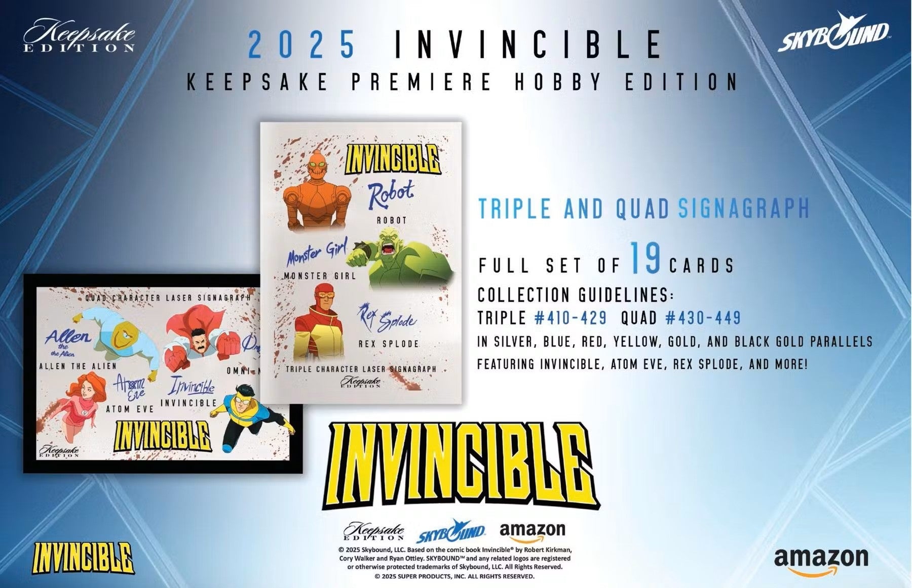 Keepsake Invincible Premiere Edition Hobby Box (Keepsake Trading Cards 2025) | Columbia Sports Cards - Columbia Hobby - Sports Card Boxes - Toploaders - Card Savers