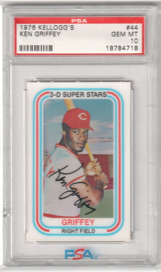 KEN GRIFFEY 1976 Kellogg's 3D Super Stars #44 PSA 10 GEM MINT. - REDS - Columbia Hobby - Sports Card Boxes - Toploaders - Card Savers