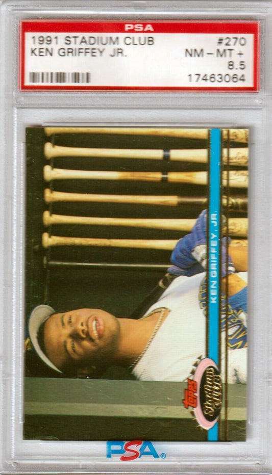 KEN GRIFFEY JR 1991 Topps Stadium Club #270 PSA 8.5 NM - MT+ - MARINERS - Columbia Hobby - Sports Card Boxes - Toploaders - Card Savers