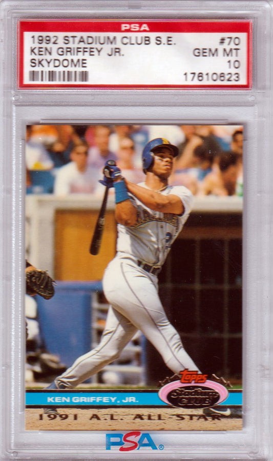 KEN GRIFFEY JR. 1992 Topps Stadium Club S.E. Skydome #70 PSA 10 GEM MINT - Columbia Hobby - Sports Card Boxes - Toploaders - Card Savers