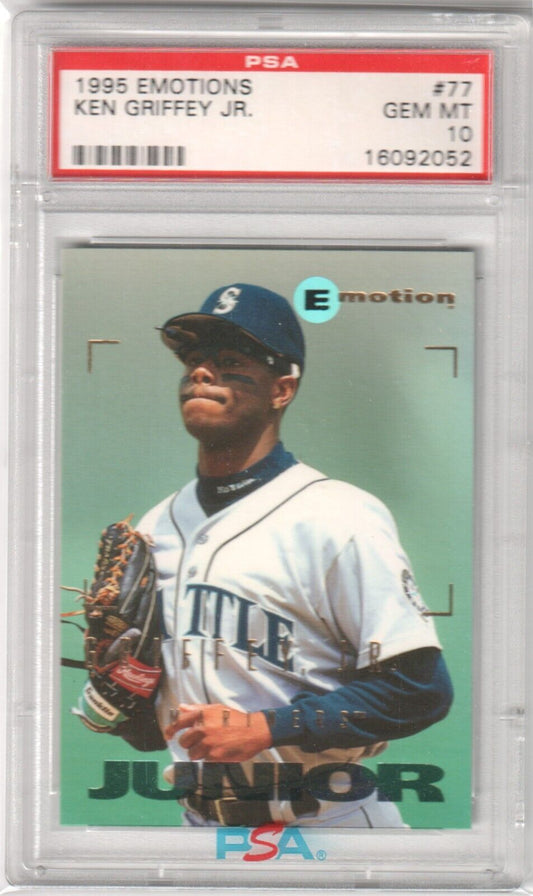 KEN GRIFFEY JR 1995 Skybox Emotion #77 PSA 10 GEM MINT - MARINERS - Columbia Hobby - Sports Card Boxes - Toploaders - Card Savers