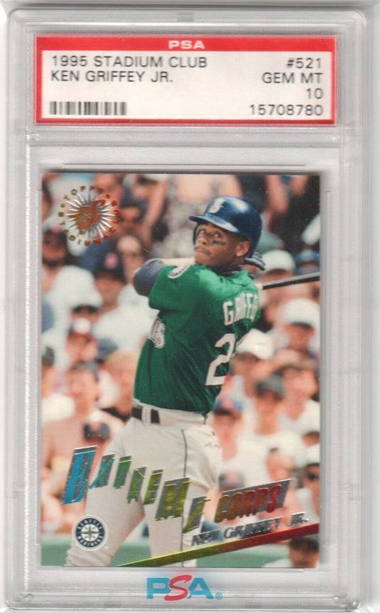 KEN GRIFFEY JR 1995 Topps Stadium Club #521 PSA 10 GEM MINT - MARINERS - Columbia Hobby - Sports Card Boxes - Toploaders - Card Savers