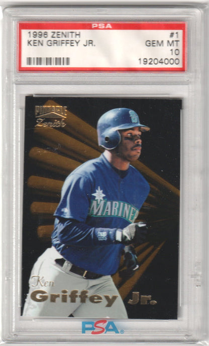 KEN GRIFFEY JR. 1996 Zenith #1 PSA 10 GEM MINT - MARINERS - Columbia Hobby - Sports Card Boxes - Toploaders - Card Savers