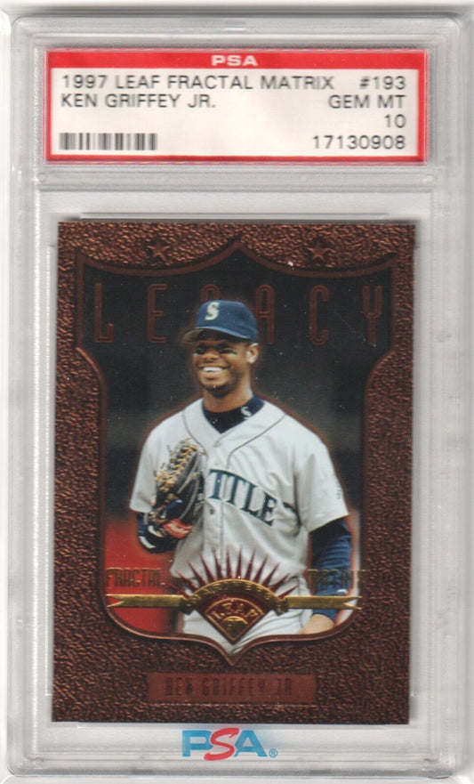 KEN GRIFFEY JR 1997 Leaf Fractal Matrix #193 PSA 10 GEM MINT - MARINERS - Columbia Hobby - Sports Card Boxes - Toploaders - Card Savers