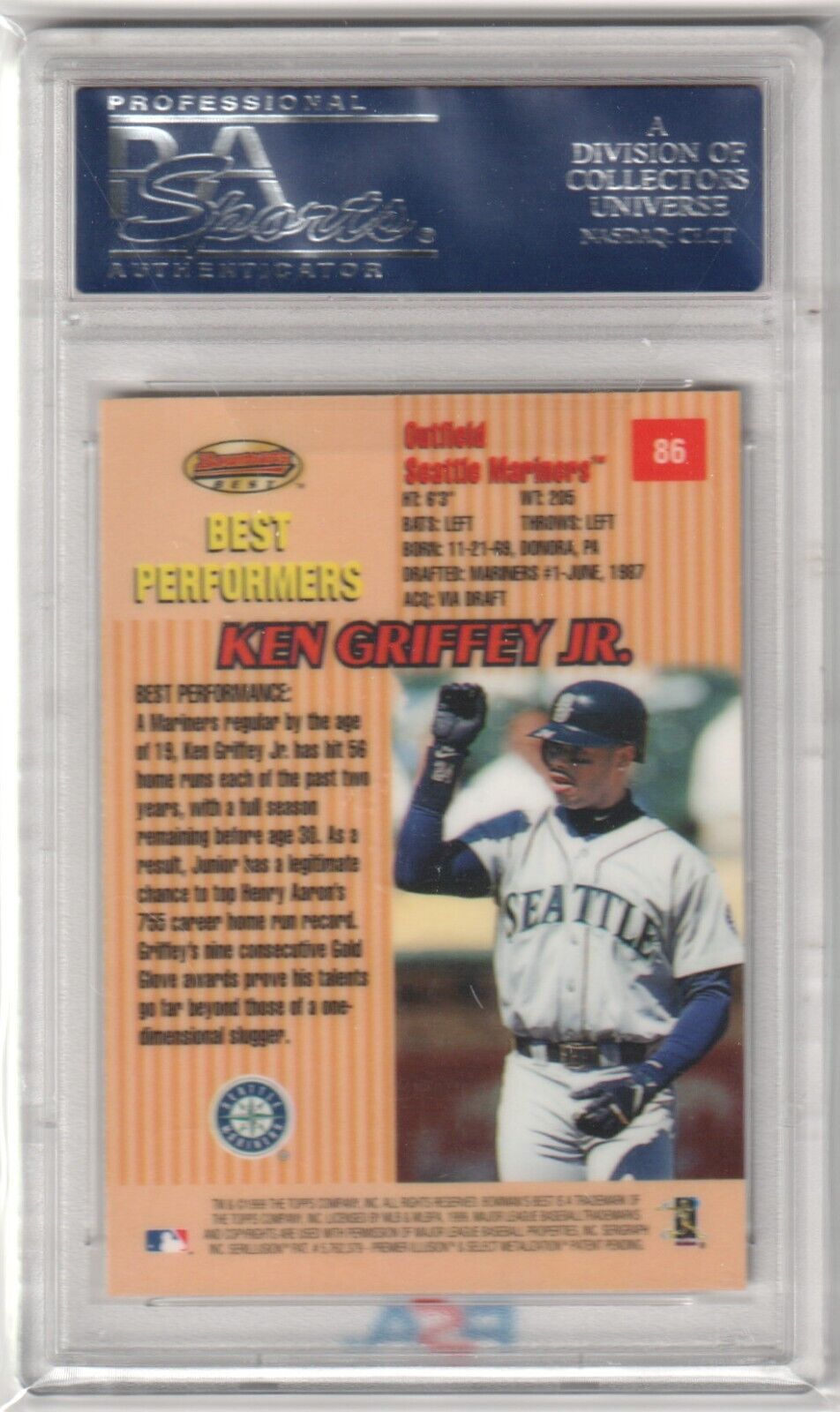 KEN GRIFFEY JR 1999 Bowman's Best #86 PSA 10 GEM MINT - MARINERS - Columbia Hobby - Sports Card Boxes - Toploaders - Card Savers