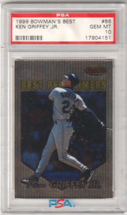 KEN GRIFFEY JR 1999 Bowman's Best #86 PSA 10 GEM MINT - MARINERS - Columbia Hobby - Sports Card Boxes - Toploaders - Card Savers