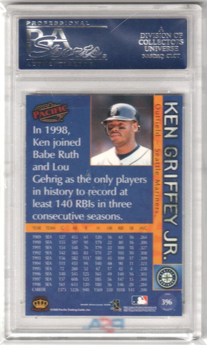 KEN GRIFFEY JR 1999 Pacific Action #396 PSA 10 GEM MINT - MARINERS - Columbia Hobby - Sports Card Boxes - Toploaders - Card Savers