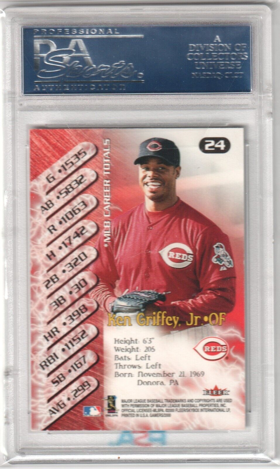 KEN GRIFFEY JR 2000 Fleer Gamers #24 PSA 10 - REDS - Columbia Hobby - Sports Card Boxes - Toploaders - Card Savers