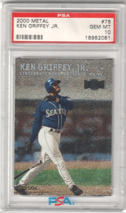 KEN GRIFFEY JR 2000 Fleer Skybox Metal #76 PSA 10 GEM MINT - MARINERS - Columbia Hobby - Sports Card Boxes - Toploaders - Card Savers