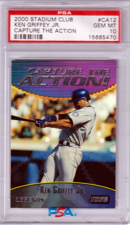 KEN GRIFFEY JR 2000 Stadium Club Capture the Action PSA 10 GEM MINT POP 18 - Columbia Hobby - Sports Card Boxes - Toploaders - Card Savers