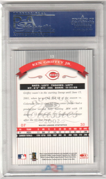 KEN GRIFFEY JR. 2002 Donruss Classics #13 PSA 10 GEM MINT - REDS - Columbia Hobby - Sports Card Boxes - Toploaders - Card Savers