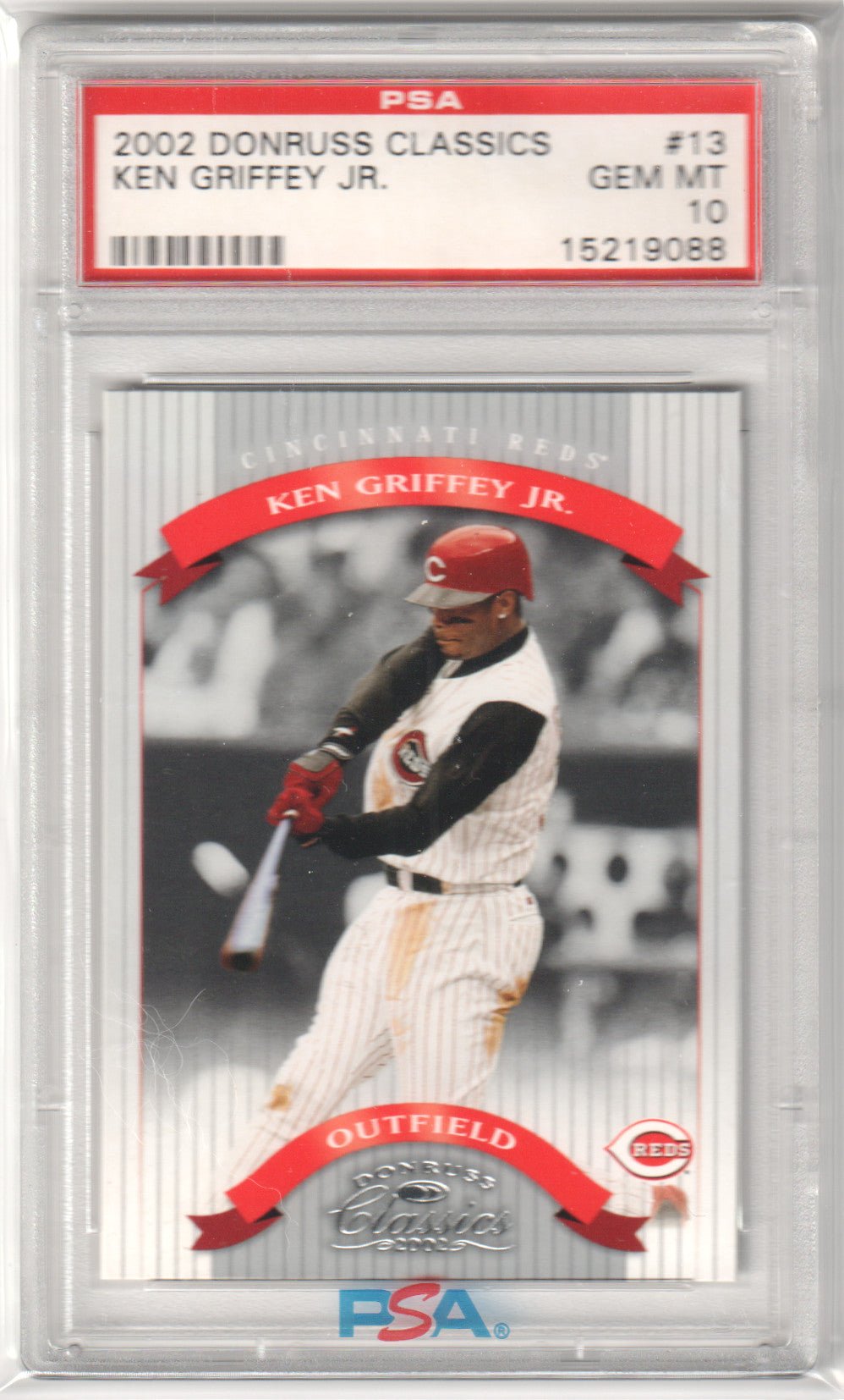 KEN GRIFFEY JR. 2002 Donruss Classics #13 PSA 10 GEM MINT - REDS - Columbia Hobby - Sports Card Boxes - Toploaders - Card Savers
