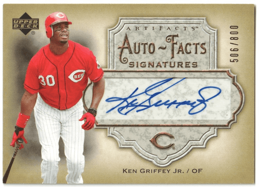 KEN GRIFFEY JR 2006 Upper Deck Auto - Facts Autograph Auto #/800 - REDS - Columbia Hobby - Sports Card Boxes - Toploaders - Card Savers