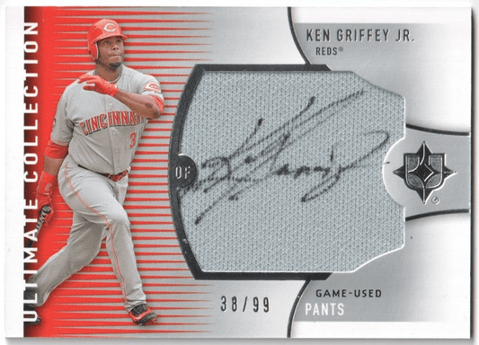 KEN GRIFFEY JR 2006 Upper Deck Ultimate Autograph Auto GU Pants #/99 - REDS - Columbia Hobby - Sports Card Boxes - Toploaders - Card Savers