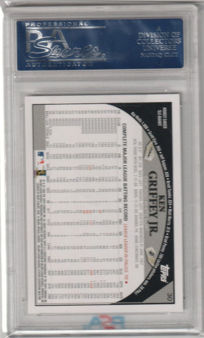 KEN GRIFFEY JR 2009 Topps #30 PSA 10 GEM MINT - WHITE SOX - Columbia Hobby - Sports Card Boxes - Toploaders - Card Savers
