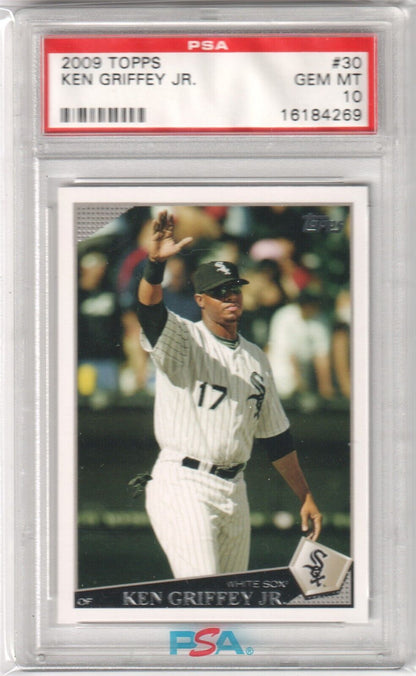 KEN GRIFFEY JR 2009 Topps #30 PSA 10 GEM MINT - WHITE SOX - Columbia Hobby - Sports Card Boxes - Toploaders - Card Savers