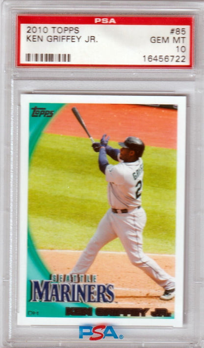 KEN GRIFFEY JR 2010 Topps #85 PSA 10 GEM MINT - MARINERS - Columbia Hobby - Sports Card Boxes - Toploaders - Card Savers