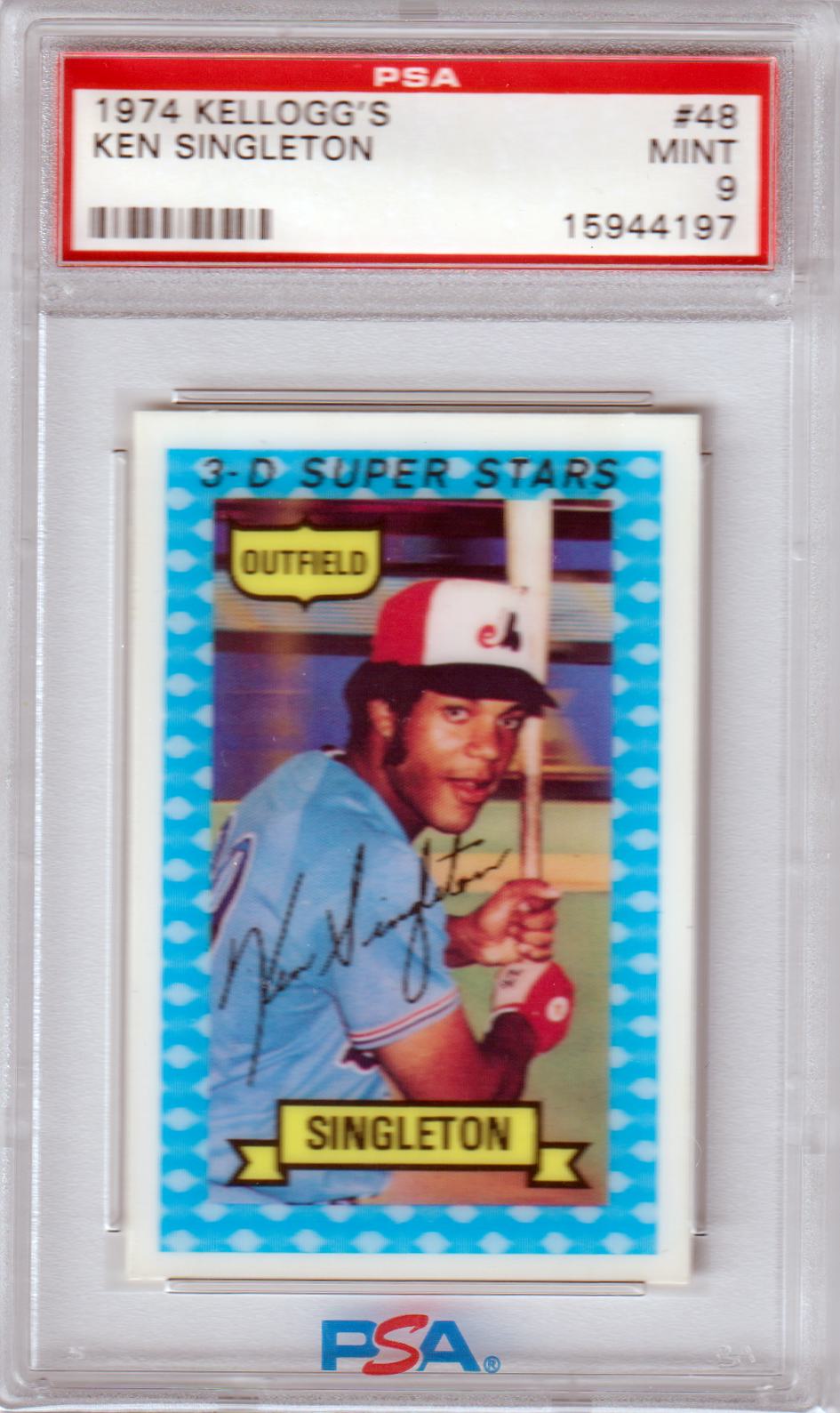 KEN SINGLETON 1974 Kellogg's 3 - D Superstars #48 PSA 9 MINT - EXPOS - Columbia Hobby - Sports Card Boxes - Toploaders - Card Savers