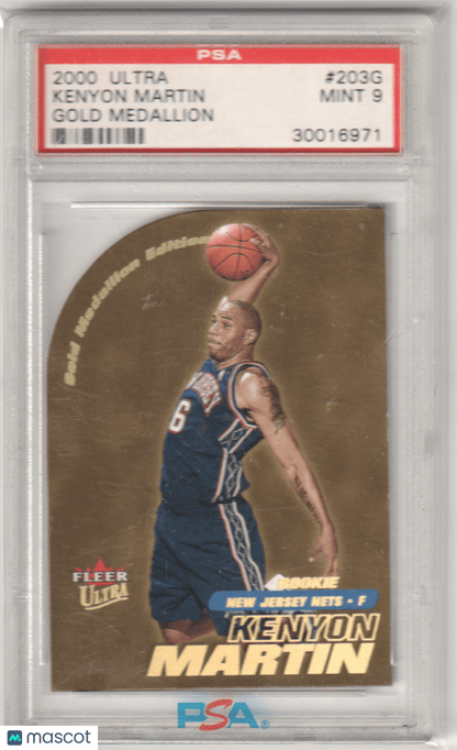 KENYON MARTIN 2000 Ultra 203G Gold Medallion PSA 9 MINT - NETS - Columbia Hobby - Sports Card Boxes - Toploaders - Card Savers