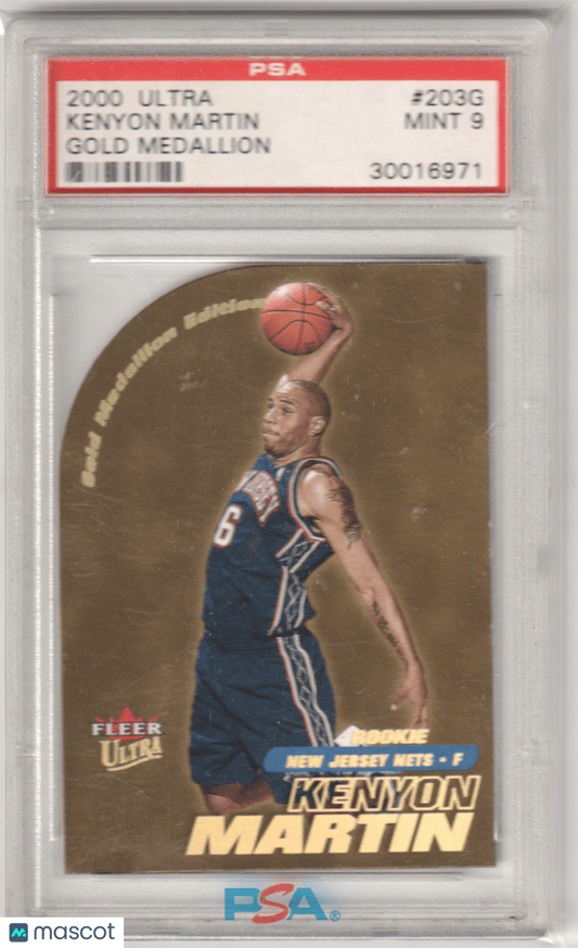 KENYON MARTIN 2000 Ultra 203G Gold Medallion PSA 9 MINT - NETS - Columbia Hobby - Sports Card Boxes - Toploaders - Card Savers