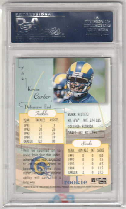 KEVIN CARTER 1995 Skybox Premium RC Rookie 164 PSA 10 GEM MINT - RAMS Pop 1 - Columbia Hobby - Sports Card Boxes - Toploaders - Card Savers