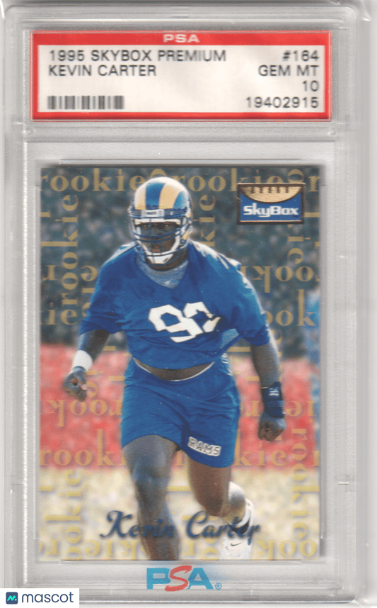 KEVIN CARTER 1995 Skybox Premium RC Rookie 164 PSA 10 GEM MINT - RAMS Pop 1 - Columbia Hobby - Sports Card Boxes - Toploaders - Card Savers