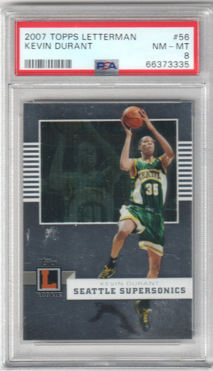 KEVIN DURANT 2007 Topps Letterman #/599 SP #56 PSA 8 NM - MT Supersonics - Columbia Hobby - Sports Card Boxes - Toploaders - Card Savers