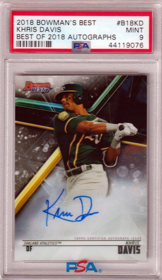 KHRIS DAVIS 2018 Bowman's Best Best Of 2018 Autograph Auto #B18KD PSA 9 MINT - Columbia Hobby - Sports Card Boxes - Toploaders - Card Savers