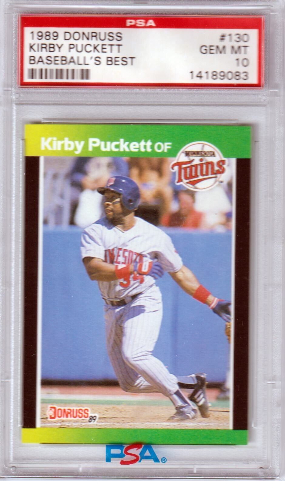 KIRBY PUCKETT 1989 Donruss Baseball's Best #130 PSA 10 GEM MINT - TWINS - Columbia Hobby - Sports Card Boxes - Toploaders - Card Savers