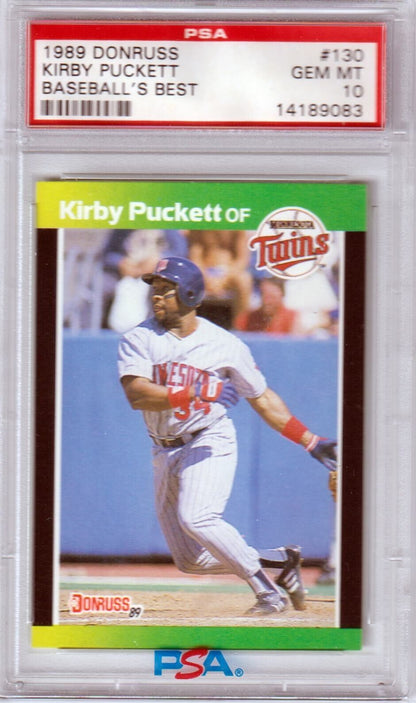 KIRBY PUCKETT 1989 Donruss Baseball's Best #130 PSA 10 GEM MINT - TWINS - Columbia Hobby - Sports Card Boxes - Toploaders - Card Savers