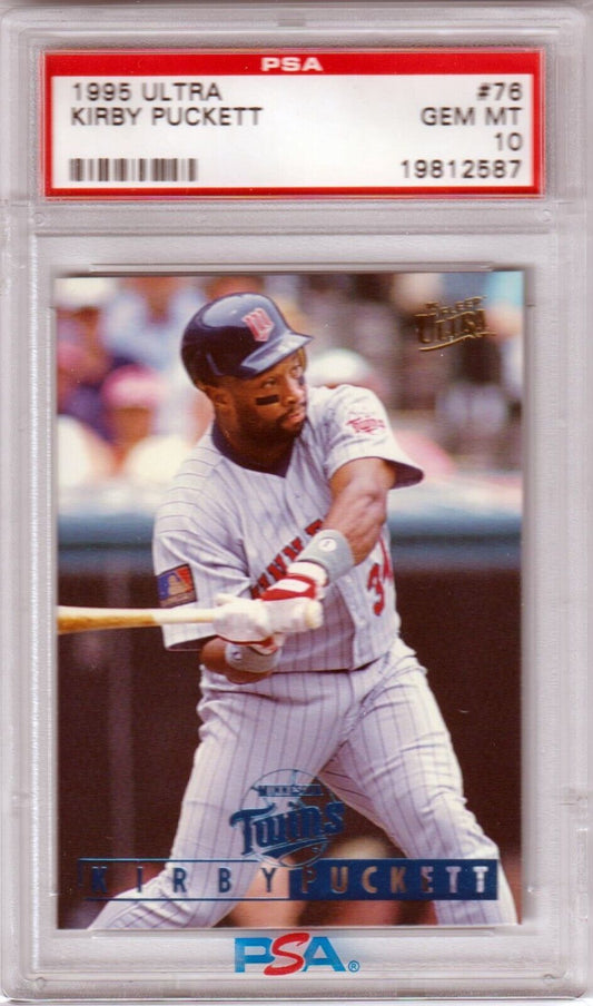 KIRBY PUCKETT 1995 Fleer Ultra #76 PSA 10 GEM MINT - TWINS - Columbia Hobby - Sports Card Boxes - Toploaders - Card Savers