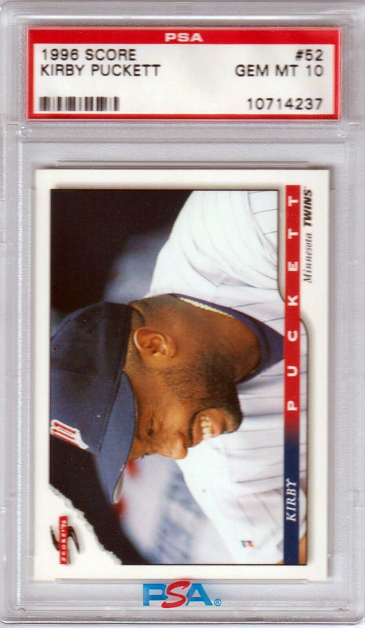 KIRBY PUCKETT 1996 Score #52 PSA 10 GEM MINT - TWINS - Columbia Hobby - Sports Card Boxes - Toploaders - Card Savers
