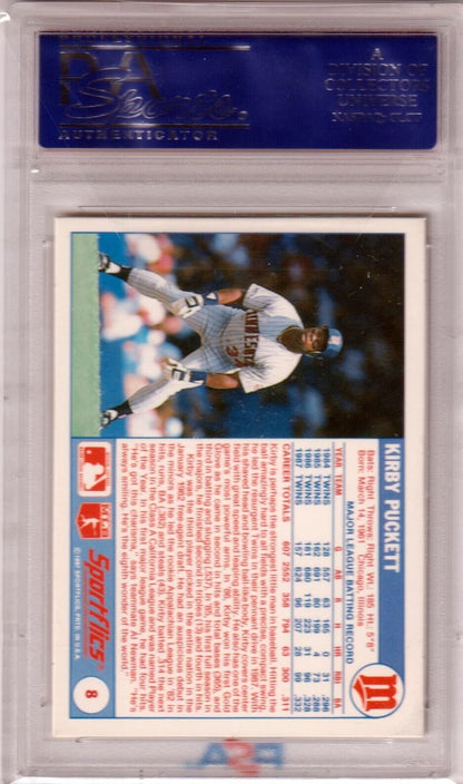 KIRBY PUCKETT 1998 Sportflics #8 PSA 10 GEM MINT - TWINS - Columbia Hobby - Sports Card Boxes - Toploaders - Card Savers