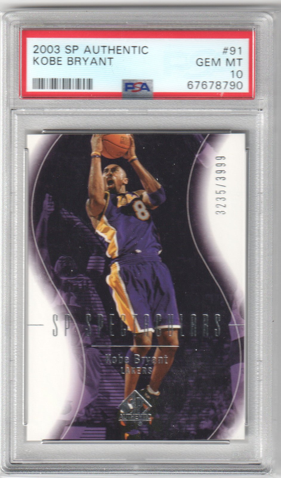 KOBE BRYANT 2003 Upper Deck SP Authentic #91 PSA 10 GEM MINT #/3999 Pop 27 - Columbia Hobby - Sports Card Boxes - Toploaders - Card Savers