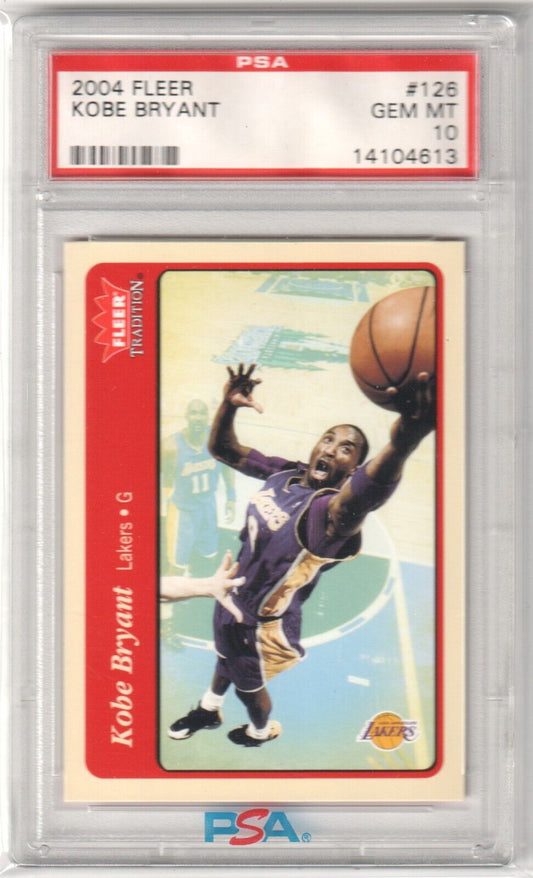 KOBE BRYANT 2004 - 05 Fleer Tradition #126 PSA 10 GEM MINT - LAKERS - Columbia Hobby - Sports Card Boxes - Toploaders - Card Savers