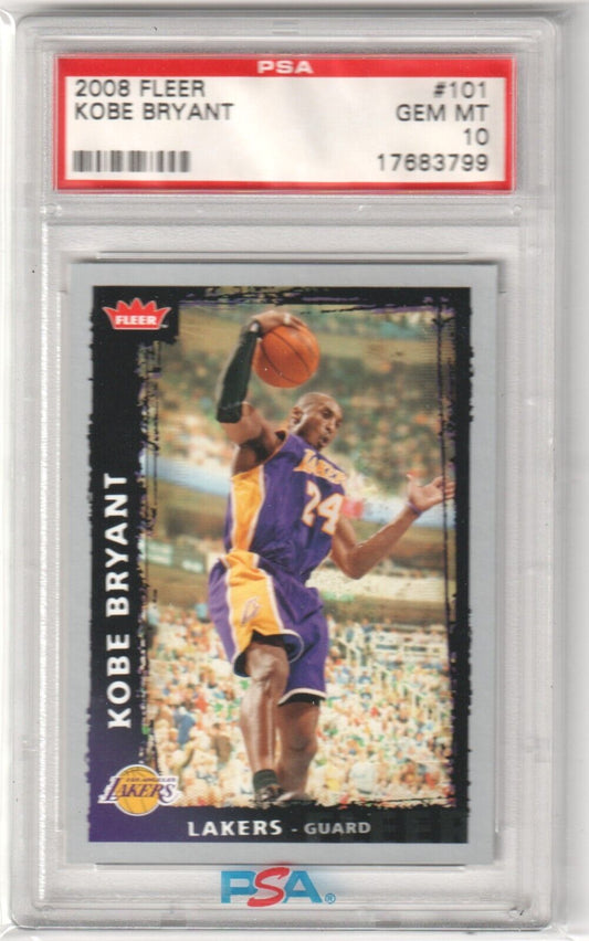 KOBE BRYANT 2008 - 09 Fleer #101 Graded PSA 10 GEM MINT - LAKERS - Columbia Hobby - Sports Card Boxes - Toploaders - Card Savers