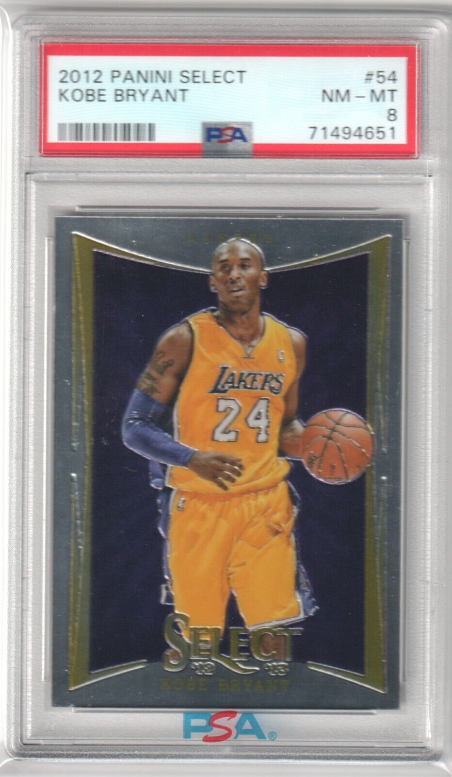 KOBE BRYANT 2012 - 13 Panini Select #54 PSA 8 NM - MT - LAKERS - Columbia Hobby - Sports Card Boxes - Toploaders - Card Savers