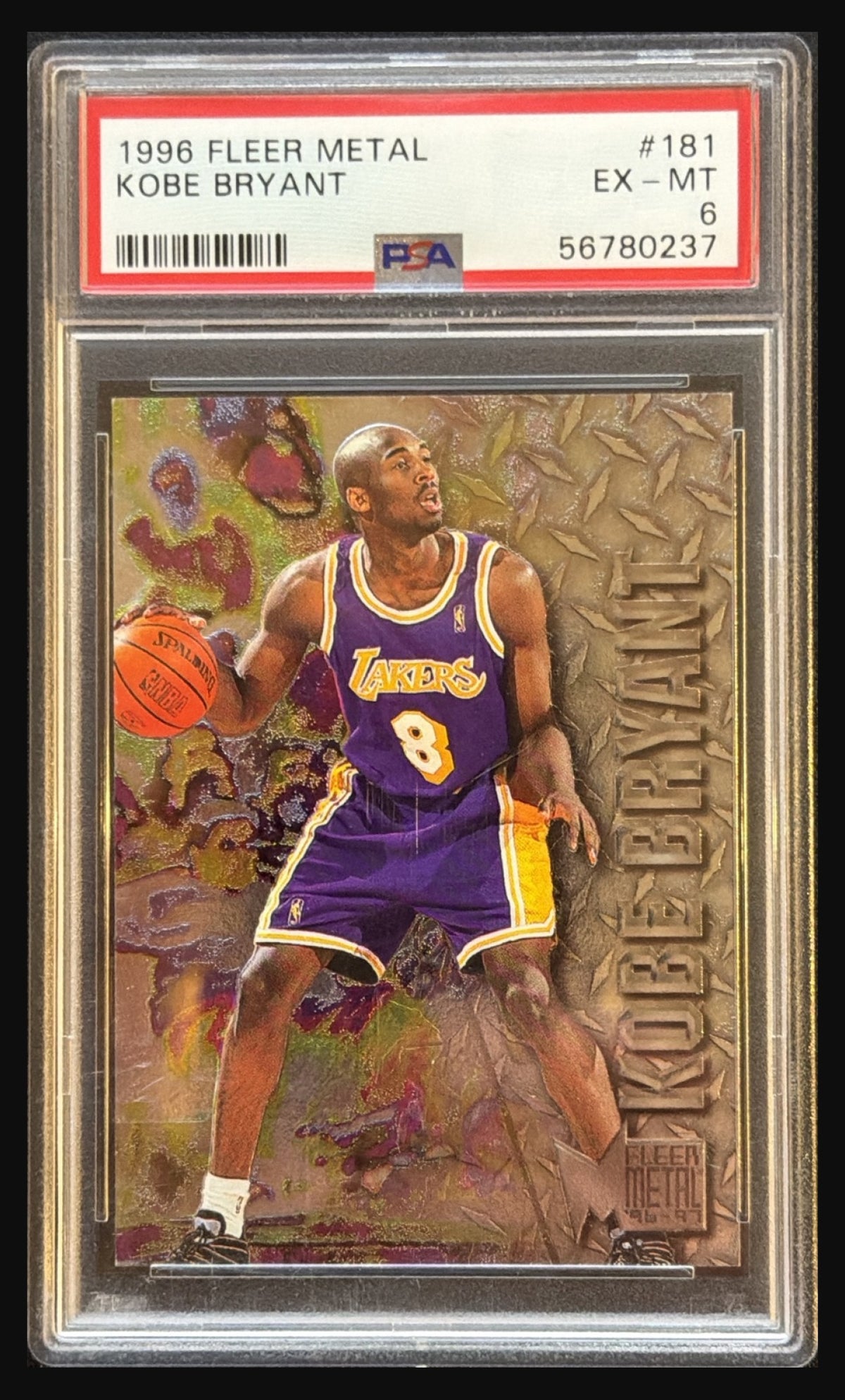 1996 Fleer Metal Kobe Bryant #181 graded PSA 6 trading card - front