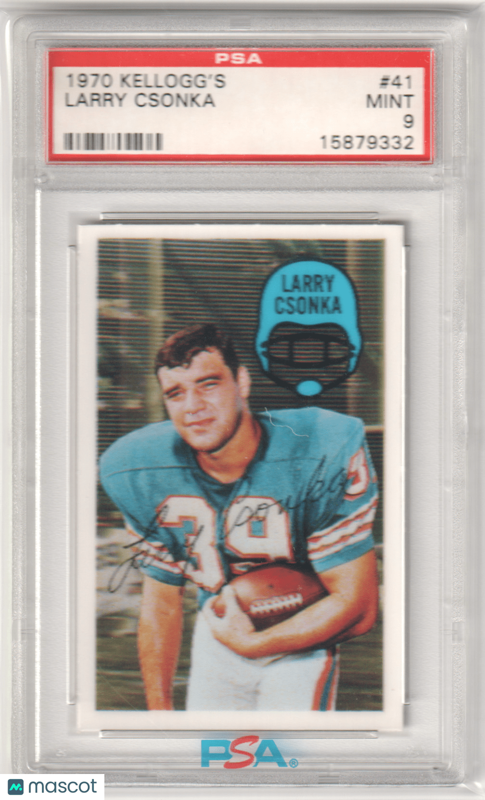 LARRY CSONKA 1970 Kellogg's 41 PSA 9 MINT - DOLPHINS - Columbia Hobby - Sports Card Boxes - Toploaders - Card Savers