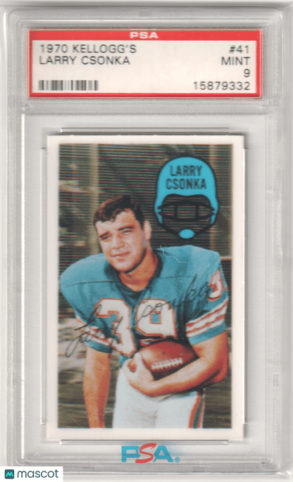 LARRY CSONKA 1970 Kellogg's 41 PSA 9 MINT - DOLPHINS - Columbia Hobby - Sports Card Boxes - Toploaders - Card Savers