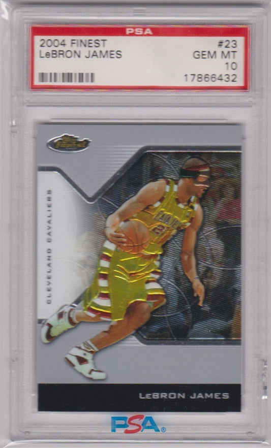 LEBRON JAMES 2004 - 05 Topps Finest #23 PSA 10 GEM MINT - LAKERS - Columbia Hobby - Sports Card Boxes - Toploaders - Card Savers