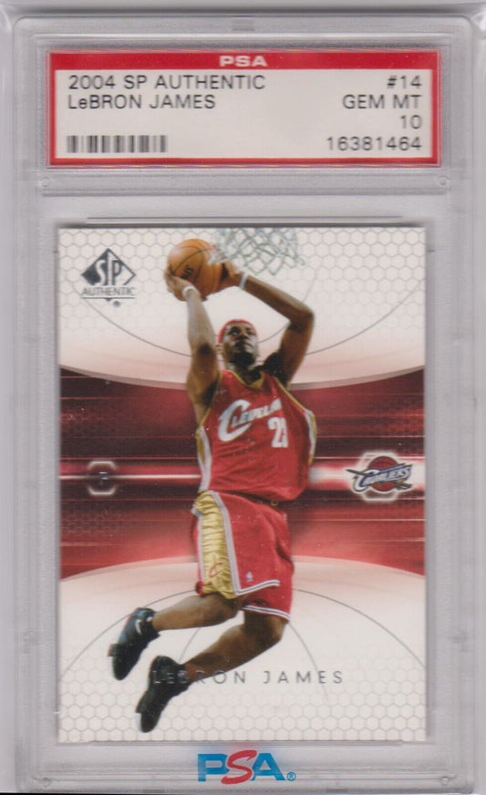 LEBRON JAMES 2004 - 05 Upper Deck SP Authentic #14 PSA 10 GEM MINT - LAKERS - Columbia Hobby - Sports Card Boxes - Toploaders - Card Savers