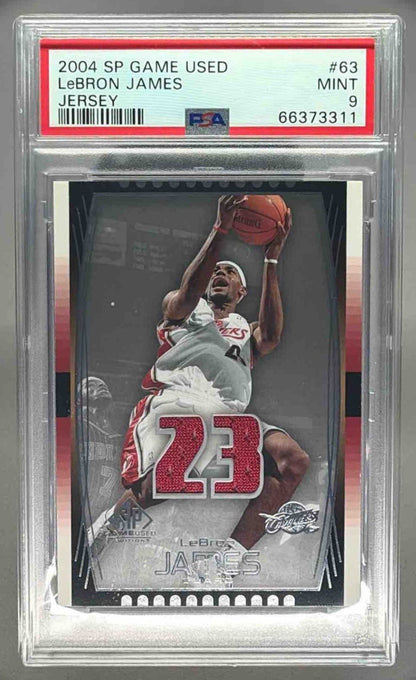 LEBRON JAMES 2004 UPPER DECK SP GAME USED JERSEY PSA 9 MINT - CAVALIERS - Columbia Hobby - Sports Card Boxes - Toploaders - Card Savers