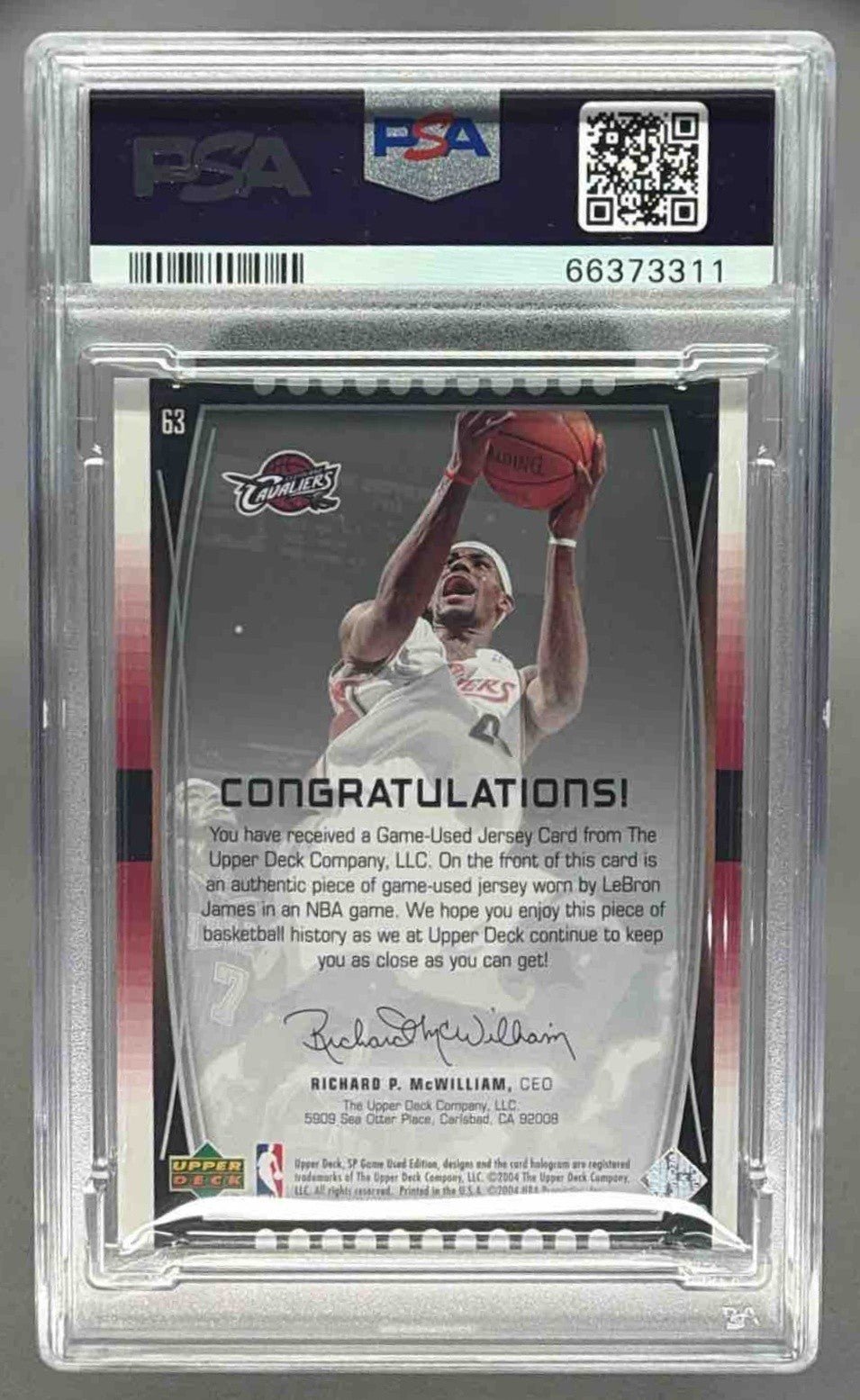 LEBRON JAMES 2004 UPPER DECK SP GAME USED JERSEY PSA 9 MINT - CAVALIERS - Columbia Hobby - Sports Card Boxes - Toploaders - Card Savers