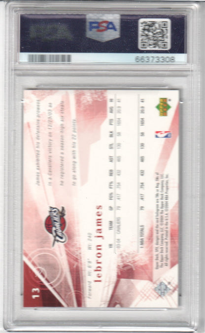 LeBron James 2004 Upper Deck SPX #13 PSA 9 Mint - LAKERS - Columbia Hobby - Sports Card Boxes - Toploaders - Card Savers
