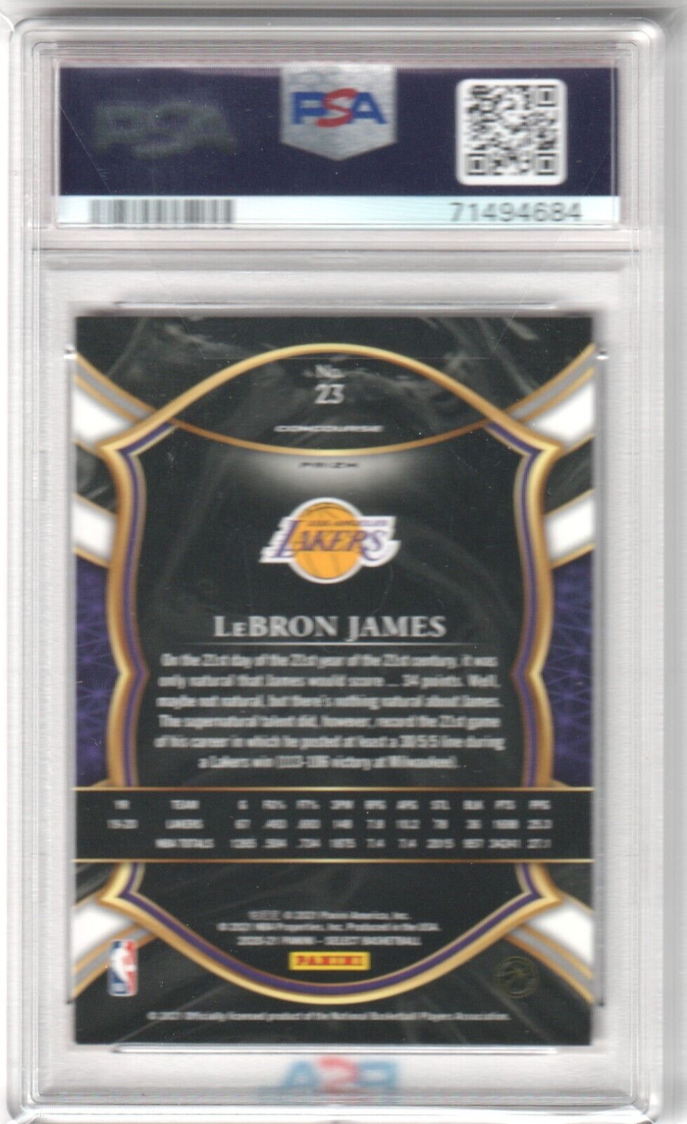 LEBRON JAMES 2020 - 21 Panini Select Red White Orange Flash #23 PSA 8 - LAKERS - Columbia Hobby - Sports Card Boxes - Toploaders - Card Savers